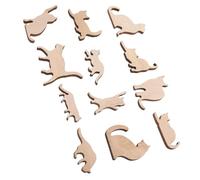 TOVINANNA 12Pcs Unfinished Wooden Cat Pendants DIY Craft Cutouts for Painting Decoration Smooth Blank Wood Chips for Creative Art Lightweight Animal Shapes for Party and Home Decor