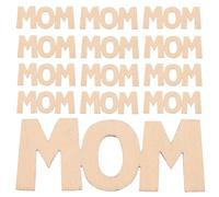 TOVINANNA 15pcs Wooden Mom Cutouts Mom Word Shaped DIY Craft Pieces Delicate Creative Artistic Khaki Decorations for Mother's Day