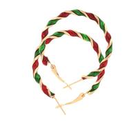 TOVINANNA 1Pair Bold Spiral Geometric Christmas Earrings for Women Candy Cane Holiday Hoops Festive Fashion Accessories for Year Parties and Celebrations