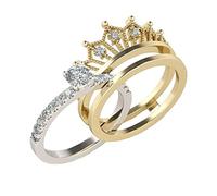 TOVINANNA 1pc Detachable Crown Style Rhinestone Finger Ring for Women Elegant Jewelry for Festivals Parties Everyday Wear Classic Golden Silver Design