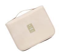 TOVINANNA 1pc Folding Makeup Bag Multi-Functional Travel Cosmetic Organizer Visible Mesh Design for Toiletries Makeup and Accessories for Home Travel and Shopping Beige