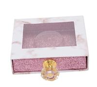 TOVINANNA 1pc Square Eyelash Organizer Box Window Versatile Glitter Lash Storage for Fake Eyelashes Cardboard Design for Makeup and Display Use