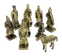 TOVINANNA 1set Small Metal Terracotta Warriors Figurine Classic Qin Emperor Statue Desktop Decoration Creative Chinese Craft Adornment for Home and Office Display