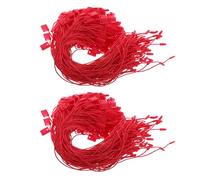 TOVINANNA 2 Bags Retail Tag Fasteners Snap Lock Red Polyester and Plastic Tag Strings for Clothes and 6.7 Inch Hanging Loops Resisting Knots and Fraying for Order Packaging and Warehouses