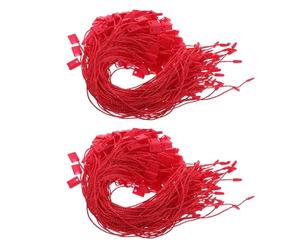 TOVINANNA 2 Bags Retail Tag Fasteners Snap Lock Red Polyester and Plastic Tag Strings for Clothes and 6.7 Inch Hanging Loops Resisting Knots and Fraying for Order Packaging and Warehouses