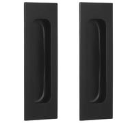 TOVINANNA 2 Pcs Black Stainless Steel Recessed Sliding Door Handles with Rectangular Shape and Simple Appearance, Easy Installation Versatile Use for Pocket Cabinet Doors