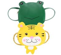 TOVINANNA 2 Pcs Cartoon Shoulder Bags for Little Girls Cute Frog and Tiger Purses Small Crossbody Bags for Kids for Toddlers Everyday Use