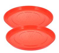 TOVINANNA 2 Pcs Chick Feeder Tray Poultry Feeder Plastic with Anti-slip Bottom Red Food Feeding Plate Prevent Spillage for Chicken and Goose