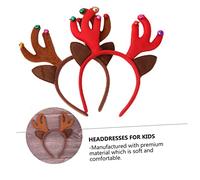 TOVINANNA 2 Pcs Christmas Reindeer Antler Hairhoops Lightweight Funny Hair Ornaments Headbands for Women Red Brown Holiday Party Accessories