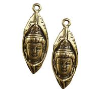 TOVINANNA 2 Pieces Brass Buddha Statue Keychain Pendants Lotus Leaf Design, DIY Craft Materials for Retro Key Hanging Decor, Small Brass Buddhist Pendant Set for Home Accessories