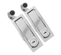 TOVINANNA 2 Sets Compression Latch Replacement for Cabinet Doors, Zinc Alloy Push Latch with Adjustable Lever and Flush Mount, Silver Industrial Cabinet Lock for Electrical Boxes