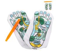 TOVINANNA 2 Sets Foot Reflexology Socks with Elastic Acupressure and Massage Sticks Breathable Thickened Bottom for Comfortable Therapy for Couples and Women Autumn-Winter Foot Relief