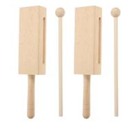 TOVINANNA 2 Sets Wooden Rhythm Instruments with Handle, Solid Wood Percussion Blocks for Adults, Handheld Wooden Block Sticks for Music Practice and Drum Accessories