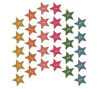 TOVINANNA 200Pcs 25Mm Wooden Star Buttons Set - Colorful Handmade Hole Buttons for DIY Clothing, Knitting Embellishments, and Festive Craft Supplies