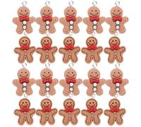 TOVINANNA 20Pcs Gingerbread Man Charms Set Christmas Resin Pendants for DIY Earrings Necklace Bracelet Accessories Handmade Hanging Ornaments for Holiday Crafts