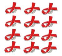 TOVINANNA 25pcs Health Awareness Red Ribbon Brooch Pins Decorative Heart Ribbon Pins for Charity Prevention Stylish Symbolic Breast Awareness Badges for Health Associations