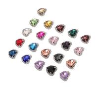 TOVINANNA 25pcs Heart-Shaped Crystal Rhinestone Buttons, Mixed Colors, Metal Sew-on Embellished Fasteners for DIY Clothing, Bridal Dress, and Wedding Garment Decoration Random Color