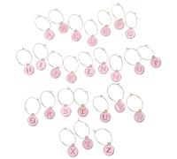 TOVINANNA 26pcs Replaceable Alphabet Wine Glass Charms Drink Markers Cup Tags for Parties Bars Home Use with Stylish Letter Design for Easy Glass Identification