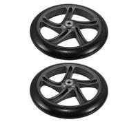 TOVINANNA 2Pcs 8 Inch 200Mm PU Polyurethane Silent Anti-Slip Replacement Wheels for Wheelchair Rollers, Transport Chair Casters Spare Tire Set with Black Outer and Grey Inner Design