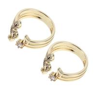 TOVINANNA 2pcs Adjustable Music Note Rings for Couples, Rhinestone Copper Open Finger Rings with Lasting Shine, Elegant Gold Tone Romantic Jewelry for Daily Expressions of Affection