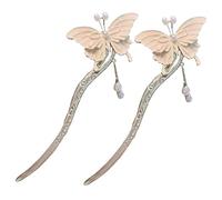 TOVINANNA 2pcs Antique Style Butterfly Hair Sticks Pearl Hair Chopsticks for Ladies Girls