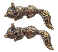 TOVINANNA 2pcs Brass Animal Cabinet Knobs Fox Design Drawer Pull Handles Vintage Style Furniture Knobs for Kitchen Cupboard Wardrobe Bathroom Home Decor