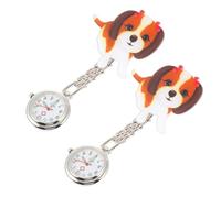 TOVINANNA 2pcs Cartoon Dog Nurse Pocket Watch Set, Stainless Steel Practical Nursing Pocket Watch with Easy to Retract Clip, for Friends Who Work the Hospital During Graduation Season