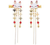 TOVINANNA 2Pcs Chinese Theme Alloy Fox Hair Clips with Tassels Vintage Style Hair Accessories Cartoon Mask Design for Various Outfits and Festive Occasions