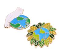 TOVINANNA 2pcs Earth Day Enamel Lapel Pins for Clothing and Bags, Creative Metal Brooches Earth-themed Design, Resistant to Wear, Promote Environmental Awareness, in Educational Settings