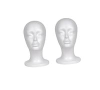 TOVINANNA 2pcs Female Foam Mannequin Head Model White Wig Display Stand Hat Display Rack for Retail Store and Home Use