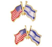 TOVINANNA 2pcs Friendship Commemorative Lapel Pins Lightweight Zinc Alloy Epoxy American Israel Flag Brooches for Suit Accessories and Formal Occasions