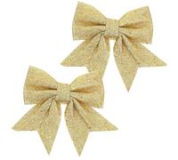 TOVINANNA 2pcs Golden Glitter Christmas Bow Decoration for Tree Small and Compact Epe Material Bowknot Not Easy to Break or Deform to Decorate the Christmas Tree Scene a Prop