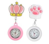 TOVINANNA 2pcs Graduation Season Clip-on Pocket Watch for Nurses and Doctors with Quartz Movement and Luminous Face, Simple Style Nurses Pocket Watch for Professionals
