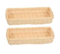 TOVINANNA 2PCS Handwoven Rattan Storage Baskets for Cutlery and Cosmetics Multipurpose Organizer for Silverware Kitchen Drawer Utensil Holder Wicker Containers for Dining Table and Tea