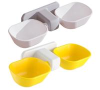 TOVINANNA 2pcs Hanging Cat Food Bowls Wall Mounted Dual Pet Feeder Plastic Bowls with Sticker Not Easy to Overturn Or Hide Dirt for Room Decoration