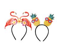 TOVINANNA 2pcs Hawaiian Party Headbands Pineapple Flamingo Theme Hair for Luau Decorations Comfortable Fit for Pool Parties and Group Photos