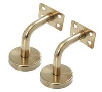TOVINANNA 2pcs Heavy-Duty Stainless Steel Handrail Bracket Wall Mounted Banister Support with Stable Golden Finish for Stair Rail, Simple and Classic Decorative Design for Home Use