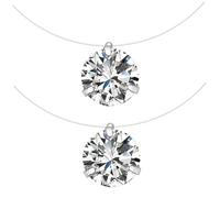 TOVINANNA 2pcs Invisible Fish Wire Necklace Zircon Pendants Fashion Jewelry for Women Elegant Choker for Casual Wear
