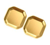 TOVINANNA 2Pcs Korean Style Octagonal Stainless Steel Snack Plates 10.4Cm Gold Pickle Dishes Small Appetizer Plates for Household Dining and Kitchen Use