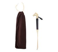 TOVINANNA 2pcs Long Handle Metal Shoehorn with Creative Horse Head Tip Wood Alloy Shoe Remover for Seniors Disabled Pregnant Women Convenient Shoe Lifter with Flannel Bag