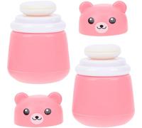 TOVINANNA 2pcs Lovely Bear Powder Case Powder Puff Case 3.93x2.75x2.75in Not Easy to Fall off Lid Adults Travel Puff Included