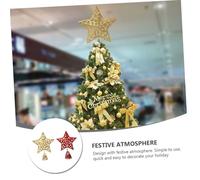 TOVINANNA 2pcs Metal Christmas Tree Top Star Decoration, 15cm 3D Red and Gold Treetop Adornment Set for Festival Tree Stand and Holiday Decor