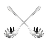 TOVINANNA 2Pcs Metal Pasta Fork and Stainless Steel Noodle Spoon with Teeth, Easy-Clean Kitchen Tools for Serving Pasta at Home or Restaurant