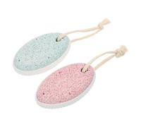 TOVINANNA 2Pcs Natural Pumice Stone Foot File Round Volcanic Callus Remover for Dead Skin Exfoliation Ergonomic Non-Slip Scrubber for Foot Care and Corn Removal Reusable Blue and Pink
