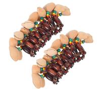 TOVINANNA 2Pcs Nut Shell Handbell African Tribal Style Wrist Hand Bells Percussion Musical Instrument Dance Wrist Bracelets Unique Nut Shell Bangles for Cultural Performances