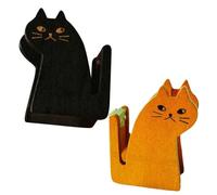 TOVINANNA 2pcs Portable Cat Design Tape Cutter Vintage Wooden Tabletop Tape Holders for Office and Home Use Lightweight Compact with Safe Serration for Easy Cutting and Carrying