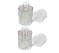TOVINANNA 2pcs Press Bottle Pump Dispensers for Makeup Removal, Silver Plastic with Rhinestones, Pocket Friendly Design, Efficient Liquid Makeup Remover Container for Travel on The Go