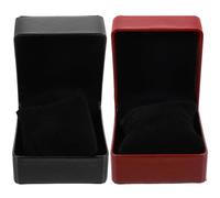 TOVINANNA 2PCS PU Leather Watch Display Box Set, High-End Flip-Top Watch Storage Case with Jewelry Organizer, Glossy Black and Coffee Color for Home and Travel