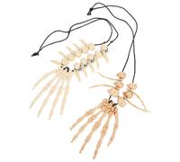 TOVINANNA 2pcs Resin Skull and Hand Bone Necklaces Comfortable to Wear Not Easy to Break Unique Halloween Party Necklaces for Dance Parties
