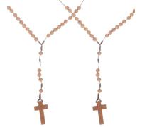 TOVINANNA 2pcs Retro Handmade Rosary Prayer Beads Necklace with Cross Pendant, Vintage Beaded Neck Chain for Women, Decorative Orthodox Prayer Jewelry for Daily Wear